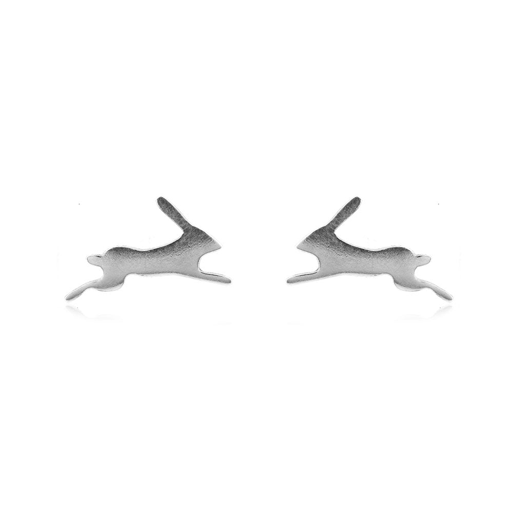 Hare Stud Small Earrings - Sterling Silver Stud Earrings