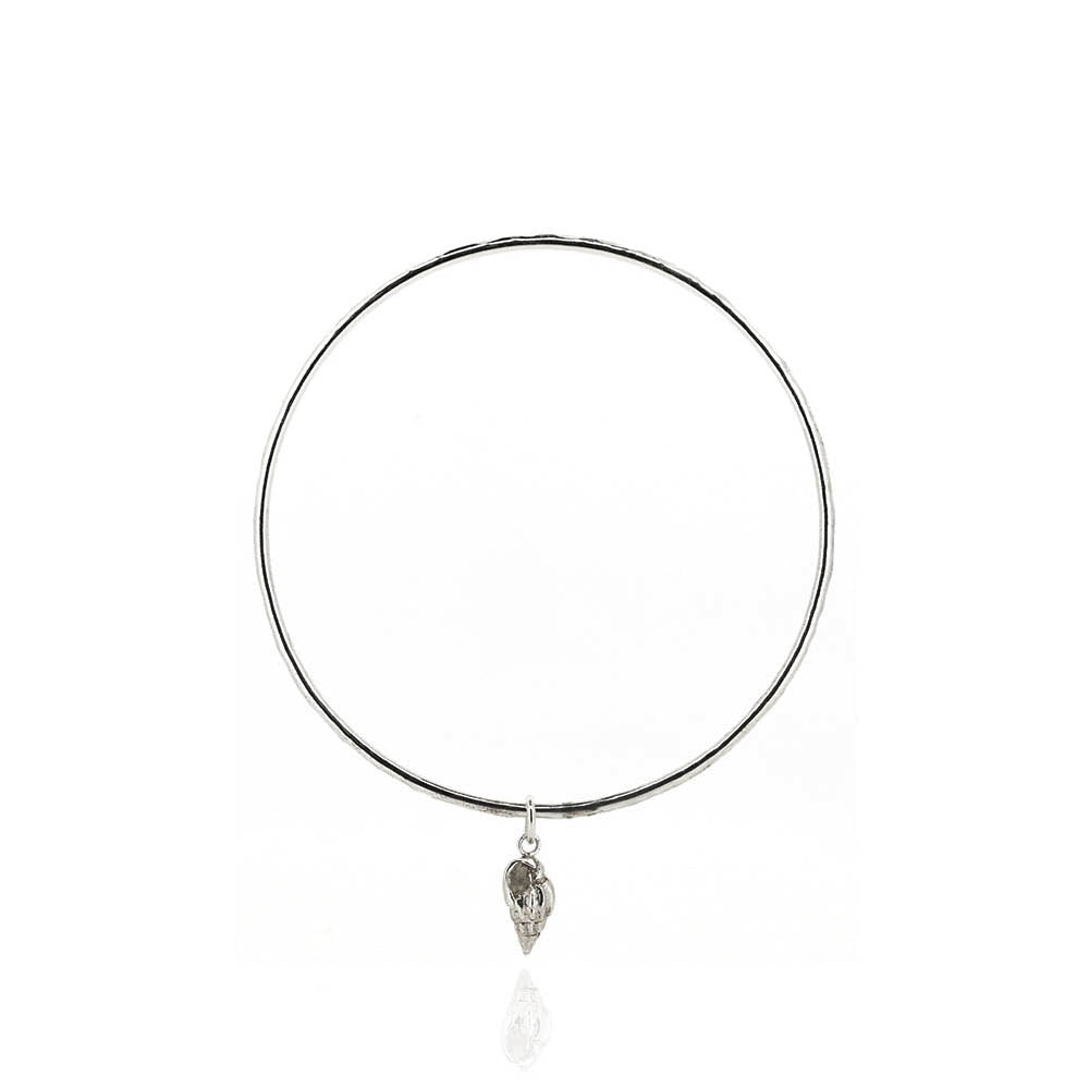 Whelk Shell Charm Bangle - Sterling Silver Bangles