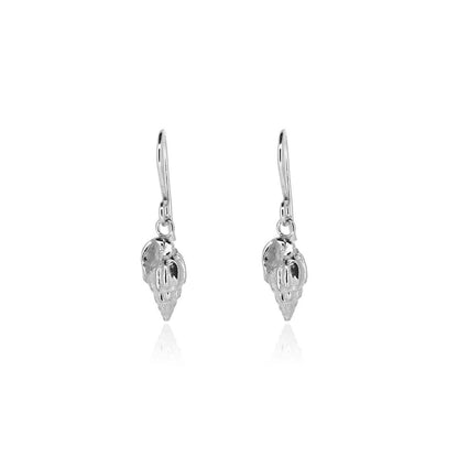 Whelk Shell Drop Earrings - Sterling Silver Drop Earrings