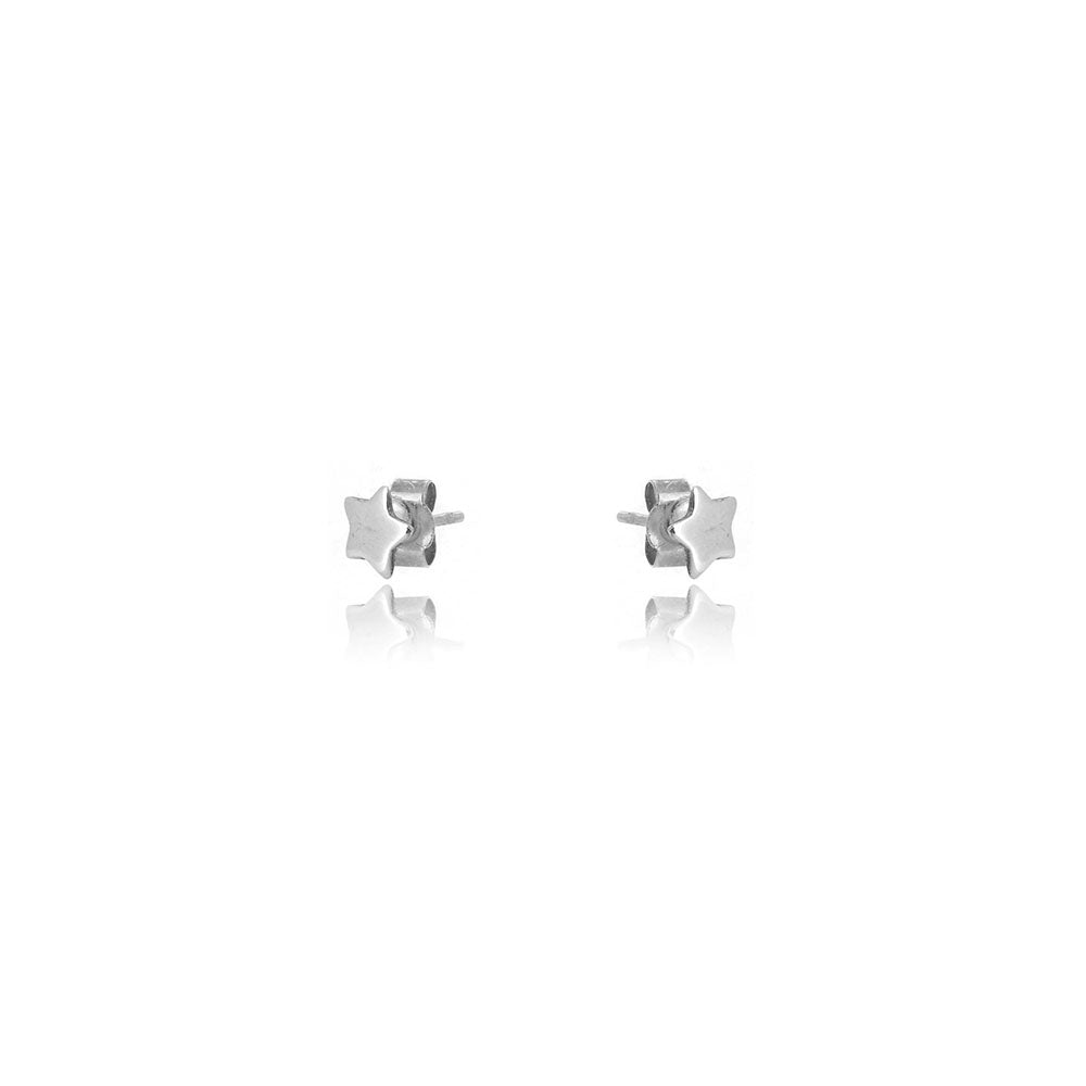 Star Polished Stud Earrings - Sterling Silver