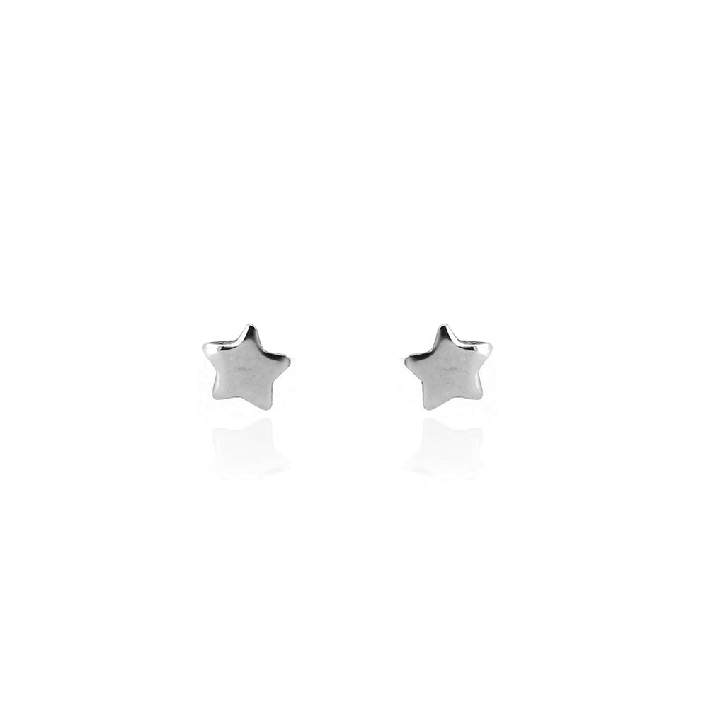 Star Polished Stud Earrings - Sterling Silver