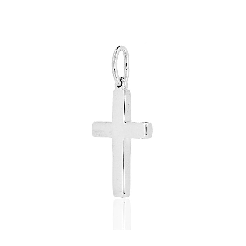Cross Plain 20mm Pendant - Sterling Silver Jewellery