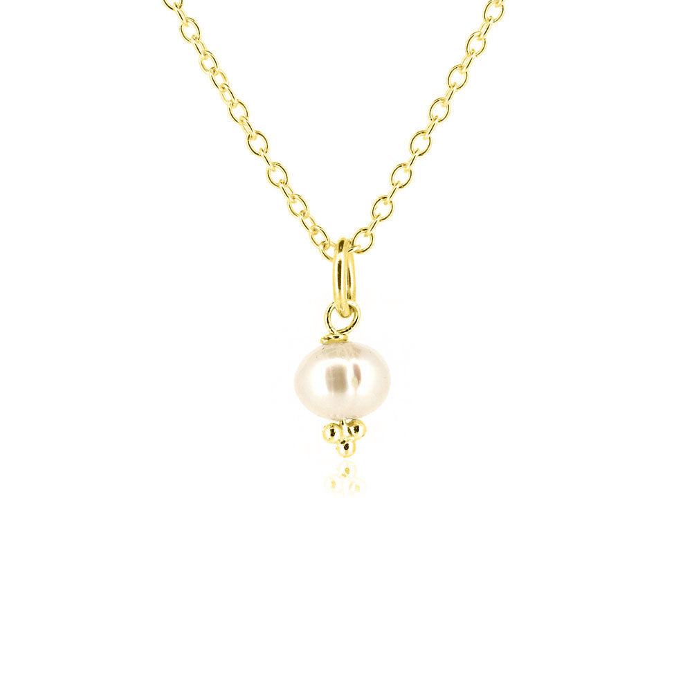 Alyssia White Freshwater Pearl Necklace - Yellow Gold Vermeil Necklace