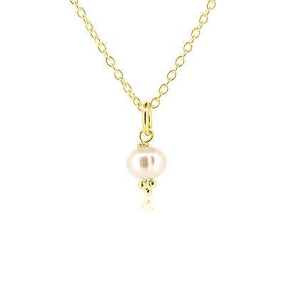 Alyssia White Freshwater Pearl Necklace - Yellow Gold Vermeil Necklace