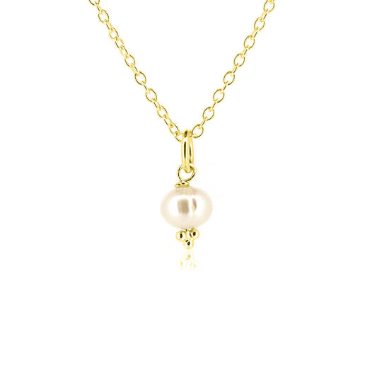 Alyssia White Freshwater Pearl Necklace - Yellow Gold Vermeil Necklace