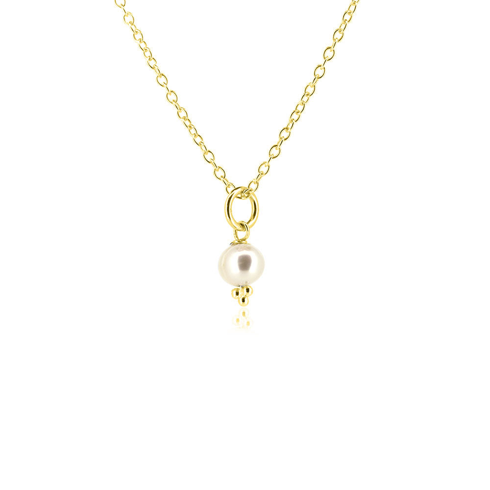 Alyssia White Freshwater Pearl Necklace - Yellow Gold Vermeil Necklace